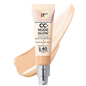 CC+ Nude Glow Lightweight Foundation + Glow Serum with SPF 40 - Fungal Acne Safe Foundation