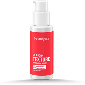 Neutrogena Stubborn Texture Niacinamide Face & Neck Serum with 10% Niacinamide and 4% Neoglucosamine - Medium-Regular concentration niacinamide serum for oily and acne skin types prone to fungal